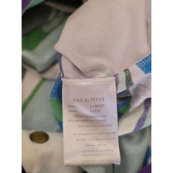 Emilio Pucci Purple Multicolor Signature Print long-sleeved dress 10 sz - Picture 12 of 16